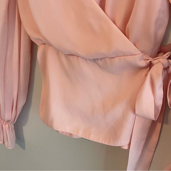 REVOLVE LINE & DOT Boho Silky Wrap Blouse in Blush Pink - Size Small - Picture 5 of 13